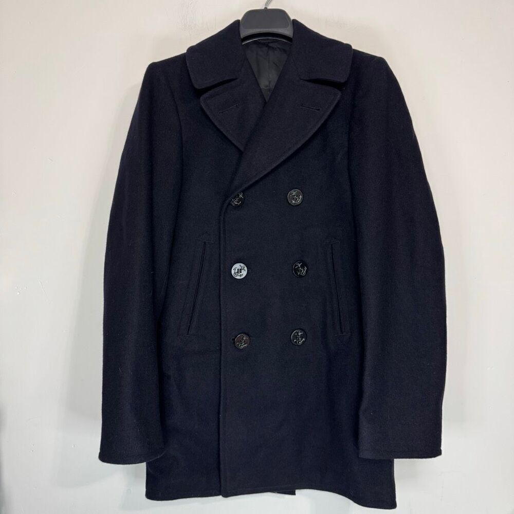 US Navy Wool Melton Peacoat 34 Extra Long